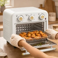 HOMCOM Heißluftfritteuse 12 Liter Mini Backofen mit Umluft, 5 Programmen, Backblech und Frittierkorb, 1200 W, Spülmaschinenfest(m-9)