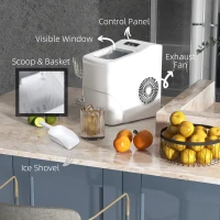 HOMCOM 12kg Countertop Ice Cube Machine, with Scoop - White(m-6)