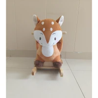 AIYAPLAY Rocking horse in deer design, sturdy plush rocking horse with animal sounds, safety belt and rock stop(m-4)