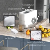 HOMCOM 12kg Countertop Ice Cube Machine, with Scoop - White(m-5)