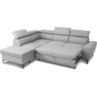 Canapé d'angle convertible réversible avec coffre - 5 places - KASIMIR - Tissu gris - 258 x 79/98 x 219 cm(m-3)