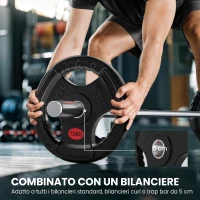 SPORTNOW Set di Dischi Pesi 2x15 kg con Foro da 5 cm e 3 Impugnature, Acciaio con Rivestimento in Plastica, Nero(m-4)