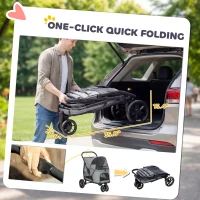 PawHut Dog Stroller, 3 Wheels Pet Stroller with Dual Entry, Easy One-Click Quick Fold, Mesh Windows, Washable Cushion(m-4)