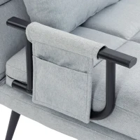 HOMCOM Sofá Cama 2 Plazas Convertible 3 en 1 Tapizado en Lino con Respaldo Ajustable Click-Clack Gris Claro(m-11)