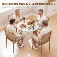 HOMCOM Mesa de Cocina Redonda 80 cm Tablero Compacto de Aglomerado y Metal Blanco(m-4)