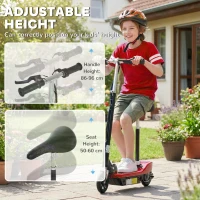 HOMCOM Powered Powered Scooter Ride-On, with Brakes, Adjustable Seat, Adjustable Handlebars, Red(m-8)
