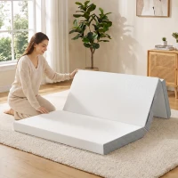HOMCOM Materasso Pieghevole in Memory Foam 195x120cm, Altezza 10 cm, Rivestimento Lavabile, Grigio(m-2)