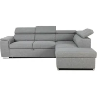 Canapé d'angle convertible réversible avec coffre - 5 places - DAYTONA - Tissu gris - 260 x 77 / 94 x 216 cm(m-5)