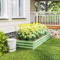 Outsunny Metal Raised Garden Bed Planter Box Outdoor Planters for Growing Flowers, Herbs, Green, Light Green(m-8)