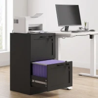HOMCOM 2-Drawer Filing Cabinet with Lock - Black(m-9)