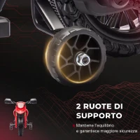 AIYAPLAY Moto Elettrica per Bambini 3-8 Anni con 12V Doppi Motori, Rotelle e Clacson, 3 km/h, Capacità 30kg, Rosso(m-5)