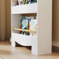AIYAPLAY Libreria per Bambini con 3 Ripiani a Forma di Orsetto con Barriere Frontali, 55x15x110 cm, Color Legno(m-8)