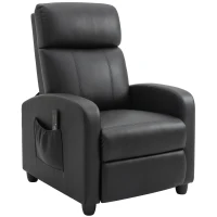 HOMCOM Sillón de Masaje Reclinable con Mando a Distancia Bolsillo Lateral y Temporizador Tapizado en PU 68x88x98 cm Negro(m-1)