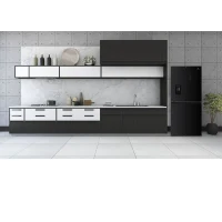 Réfrigérateur 4 portes avec distributeur d'eau - 464L - Total No Frost - L79 cm x H 180 cm - Noir - Classe D(m-6)