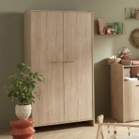 Chambre bébé trio - Lit 120 x 60 cm + Commode + Armoire 2 portes - Adele - Hetre/creme - SAUTHON(m-3)