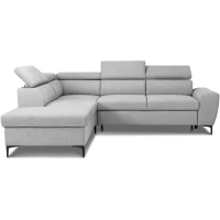 Canapé d'angle convertible réversible avec coffre - 5 places - KASIMIR - Tissu gris - 258 x 79/98 x 219 cm(m-5)