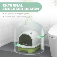 PawHut Enclosed Cat Litter Box w/ Pull-Out Drawer, Scoop, Deodorising Bags for Odour Control, Privacy, Portable, Easy to Clean(m-4)