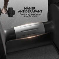 SPORTNOW Kit Greutăți Ajustabile cu Suport pentru Ganteră și Mânere Antialunecare, din Oțel și ABS, 33x16x16 cm, Negru(m-6)