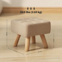 HOMCOM Pouf poggiapiedi in tessuto effetto lino, 27x27x26 cm, marrone(m-3)