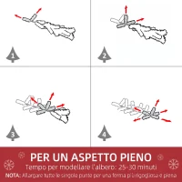 HOMCOM Albero di Natale Innevato Slim con 624 Rami, Base Rimovibile e Pieghevole, Ø56x225cm, Verde(m-5)