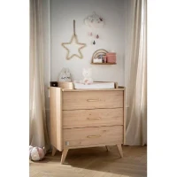Chambre bébé trio - Lit 120 x 60 cm + Commode 3 tiroir + Armoire Chene suave - Arty - SAUTHON(m-3)