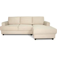 Canapé d'angle droit 4 places - PAUL in cord - Tissu Beige - 216 x 141 x 79 cm - Fabriqué en Ukraine(m-1)