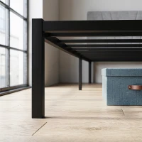 HOMCOM 3FT Single Bed Frame with Upholstered Headboard and Underbed Storage, Black and Light Grey(m-13)