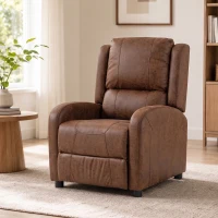 HOMCOM Sillón Relax Reclinable Manual Tapizado en Cuero Sintético Instalación Rápida Reposapiés Acolchado Grueso Marrón(m-14)