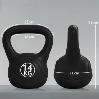 HOMCOM Kettlebell kogelgewicht 14 kg, met zand gevuld voor beginners, zwart(m-3)