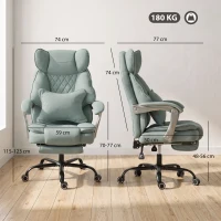 HOMCOM Executive Office Chair, Leathaire Big and Tall Office Chair 180 kg with Wide Seat, Reclining, Lumbar Support, Blue(m-3)