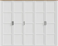 Armoire de chambre - BOHOL - Décor Chene blanchi - 5 portes battantes - L265,6 x P59,6 x H214 cm(m-3)