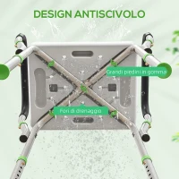 HOMCOM Sgabello Doccia in Alluminio ad Altezza Regolabile con Braccioli e Piedini Antiscivolo, Verde(m-6)