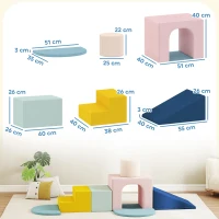 AIYAPLAY Juego de 8 Bloques de Espuma para Niños con Fundas de Terciopelo Lavables para Escalar y Gatear Multicolor(m-3)