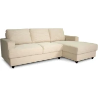 Canapé d'angle droit 4 places - PAUL in cord - Tissu Beige - 216 x 141 x 79 cm - Fabriqué en Ukraine(m-3)