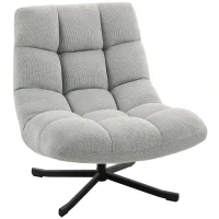 HOMCOM Fauteuil salon sans accoudoirs, chaise pivotante en tissu chenille imperméable, assise large, 75 x 95 x 90 cm gris clair(m-1)