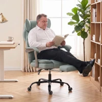 HOMCOM Executive Office Chair, Leathaire Big and Tall Office Chair 180 kg with Wide Seat, Reclining, Lumbar Support, Blue(m-8)