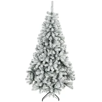 HOMCOM Verschneiter Weihnachtsbaum 180 cm mit 650 feuerhemmenden PVC-Spitzen gelenkige Zweige schneller Aufbau Grün und Weiß(m-8)
