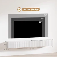 HOMCOM 80cm Floating TV Stand, Wall Mount TV Unit with Cable Management Hole, Fits up to 72" TV, White(m-3)