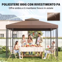 Outsunny Tetto di Ricambio per Gazebo 3x3m a 2 Livelli e Resistente ai Raggi UV, Caffè(m-7)