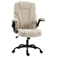 HOMCOM Office Chair, Ergonomic Desk Chair with Flip-up Armrest, Pocket Springs, Swivel Wheels, Adjustable Height, Beige(m-1)