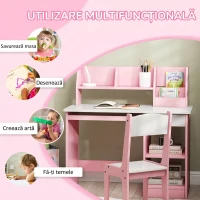 ZONEKIZ Bancă Școlară pentru Copii cu Scaun, din Lemn, Roz(m-5)