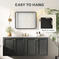 HOMCOM Rectangular Wall Mirror with HD Glass - Black(m-5)