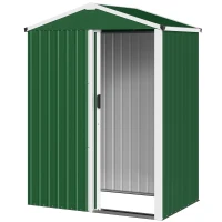 Outsunny Casetta da Giardino in Acciaio 1.1m² con Porta Scorrevole Bloccabile, 136x87x179 cm, Verde(m-10)