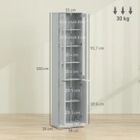HOMCOM Tall Bathroom Storage Cabinet, 6-Tier Slim Bathroom Cabinet with Adjustable Shelf, 4 Soft-Close Doors, Dusty Blue(m-3)