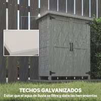Outsunny Caseta de Jardín de Madera 75x40x90 cm Armario para Almacenaje de Herramientas con 4 Estantes 2 Puertas Gris(m-5)
