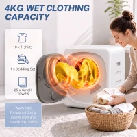 HOMCOM Mini Uscător de Rufe Portabil 2.5 kg, 5 Programe, 800W, Încărcare Frontală, Tambur Inox, pentru Acasă, Alb(m-4)