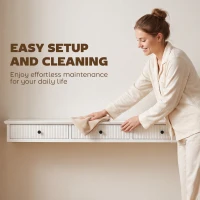 HOMCOM Shelf Wall-Mounted Storage Shelf Shelving Unit MDF 93 x 15 x 10 cm Entryway Kitchen Living Room, White(m-8)