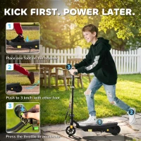 HOMCOM Foldable Electric Scooter, with LED Lights, for Ages 7-14 Years, Black(m-4)