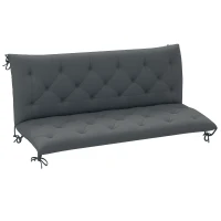 Outsunny 3 Seater Bench Pad, Garden Swing Chair Cushion with Back and Ties, Tufted Style Garden Furniture Window Seat Cushion for Indoor and Outdoor Use, 98 x 150 cm, Dark Grey(m-1)