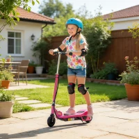HOMCOM Foldable Electric Kids Scooter, Ride-on for Ages 7-14 Years, Pink(m-2)